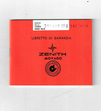 Vecchia garanzia orologio ZENITH originale anni '70 non compilata
