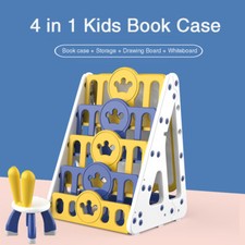 WDW Libreria 4 IN 1 Bambini Contenitore di Plastica Disegno Bianco Tavola +
