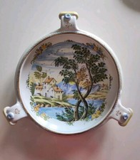 PIATTO, CENTROTAVOLA, maiolica,Ceramica di Castelli con Paesaggio dipinto a mano