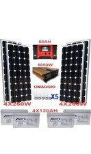 KIT FOTOVOLTAICO 3KW GIORNALIERO INVERTER 8000W PANNELLO ENERGIA batteria 120 ah