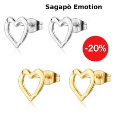 Orecchini Cuore Donna Sagapo Acciaio color Argento e Oro SMO21 SMO22 S'Agapo