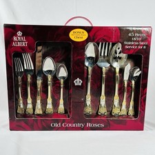 Royal Albert Old Country Roses 45pz 8 Porzioni Posate Cassettiera Acciaio Inox NUOVO