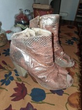 Stivaletti estivi dorati n.39 Open Toe aperti davanti morbidi e leggeri, tacchi