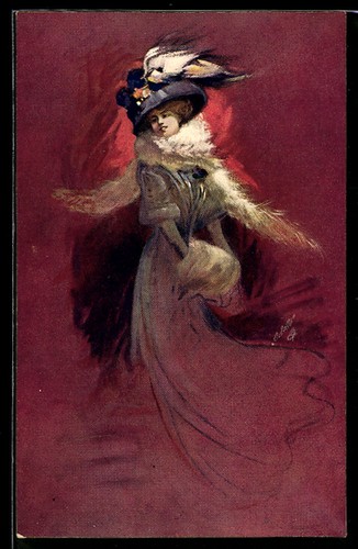 Cartolina donna con - , e