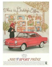 1960 NSU PRINT AD di Bertone West German Sport Prinz $2200