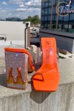 Orange Mule Heels With Flame