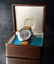 CRONEL RARE JET KING TWIN CROWN VINTAGE MEN'S DIVER WATCH 40MM +BOX MONTRE UHR