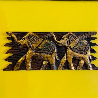 Quadro legno elefanti rilievo - quadro,