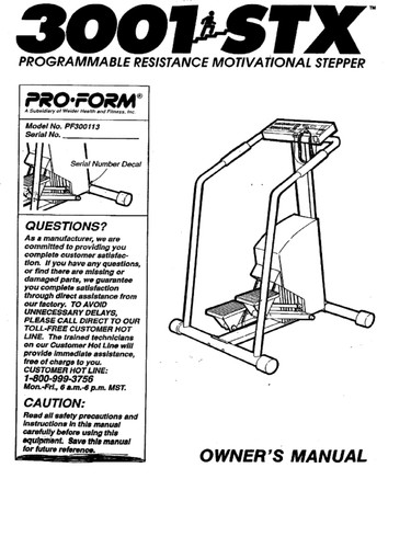 Proform 3001 stx pf300113 - proform,