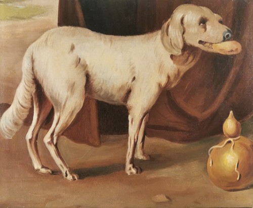 Cane dipinto ad olio - il, su