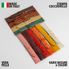CINTURINO OROLOGIO ARTIGIANALE MADE IN ITALY VERA PELLE CUOIO STAMPA COCCODRILLO
