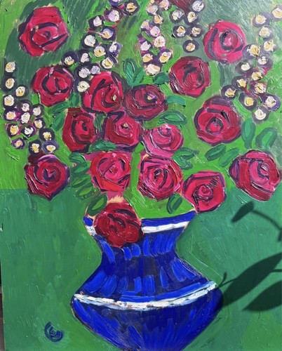 Bouquet rose vaso - di, blu