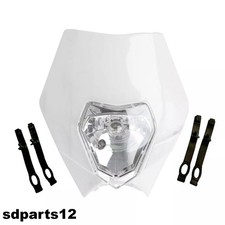 Maschera Mascherina Anteriore Bianca Con Faro Luce Universale Moto Cross Enduro