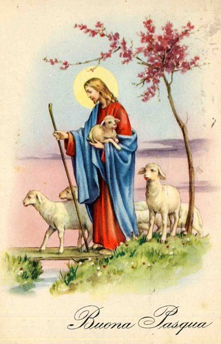 Cartolina buona pasqua - pasqua, croce