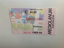 BIGLIETTO/TICKET FINALE MILAN-BARCELLONA ritorno SUPERCOPPA EUROPEA 7/12/1989