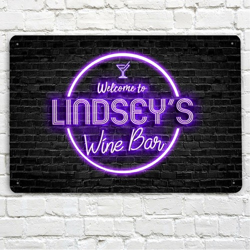 Personalised bar sign purple - sign,