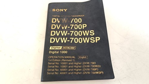 Notice manual sony dvw 700 - notice, dvw-700