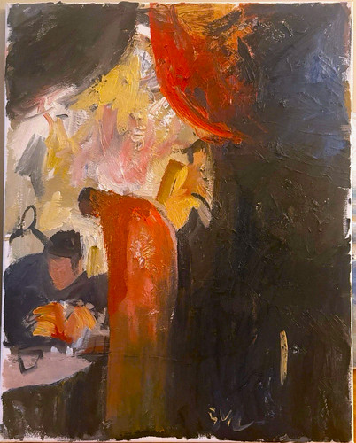 Dipinto olio figure gotiche