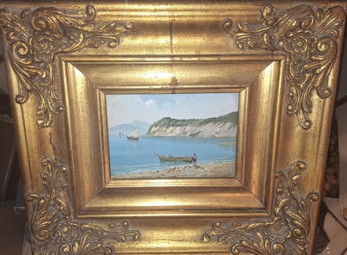 Dipinto olio marina con - ad,