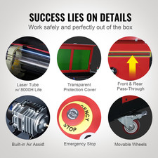 VEVOR Incisore/Taglierina Laser CO2 100W 600X900Mm 500Mm/S Macchina per Incis...