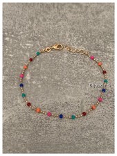 Braccialetto Pietre Smalto Multicolor E Placcato Oro 18 Carati 750/1000