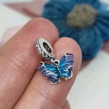 NUOVO Originale Pandora Argento Blu Vetro di Murano Farfalla Ciondolo Charm S925 ALE 💕