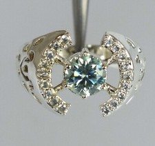 1.58 Carati Taglio Rotondo Verde Diamante Solitario Certificato Uomo Ring Gift A