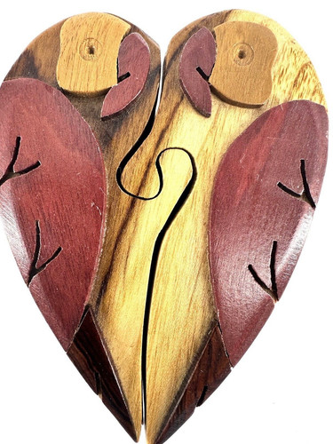 Scatola puzzle cuore legno - cuore, in