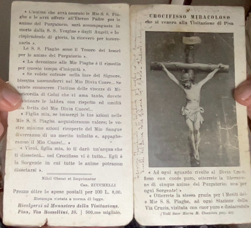 Santino crocifisso miracoloso - santino,