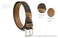 Cintura uomo donna in vera pelle stampa coccodrillo artigianale regolabile cm 4