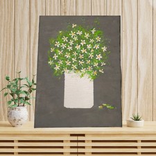 Quadro su tela -  Vaso di Fiori Dipinto Acrilico e Gesso 40x30 Arredo casa