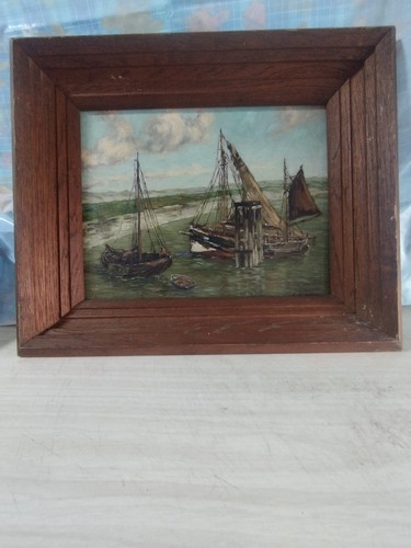 Antico dipinto olio marittimo