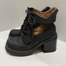 Y2K Jeffrey Campbell Boots Woman 9M Black Leather Retro Festival Boho Indie Goth