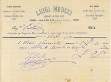 Fattura int. LUIGI MEUCCI Terre cotte, Cemento. Firenze 1890