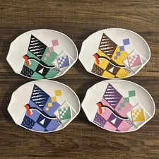 Set 4 piatti vintage Fujimori Kato Kogei Giappone geometrici astratti anni 80