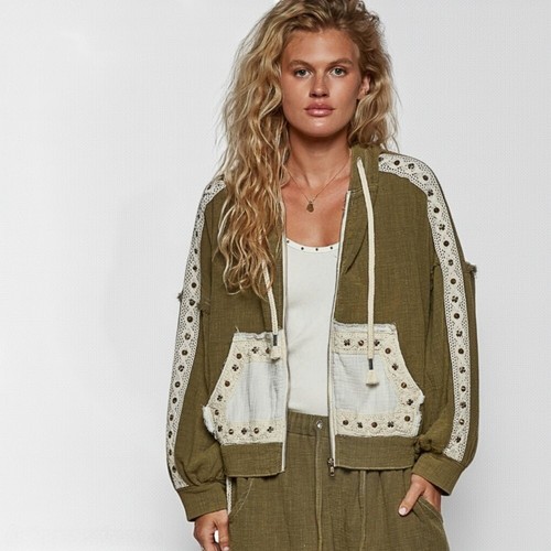 Giacca con cappuccio pol verde - con,