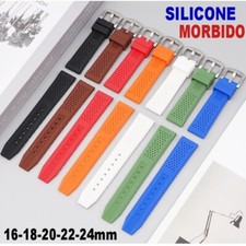 Cinturino orologio silicone gomma arancione rosso verde blu 16-18-20-22-24mm