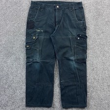 Carhartt Cargo Pantalone Doppio Ginocchio Uomo 38x30 Nero Ripstop Relaxed Fit B342-BLK