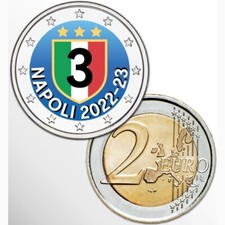 2 EURO - NAPOLI CAMPIONE D'ITALIA 3 SCUDETTO COLORATO - SUBITO DISPONIBILE!!!