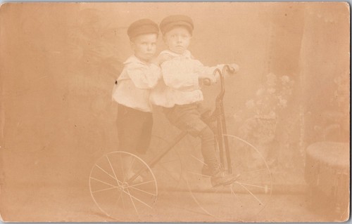 Rppc due ragazzi antico - rppc,