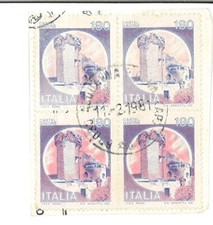 Varietà colore evanescente, quartina L. 180 Castel Gavone. Frammento, 1981