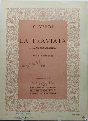 Spartito musicale traviata - spartito, la