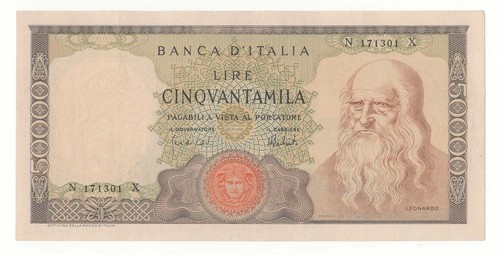50000 lire leonardo - lire, decr