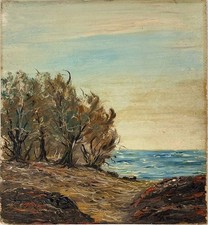 Olio tavola paesaggio - olio, su