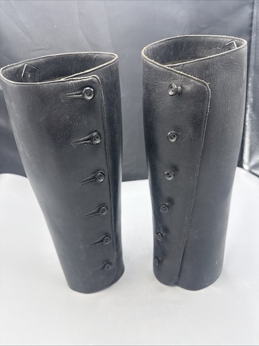 Vintage black leather gaiters - vintage,