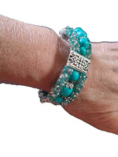 Bracciale acciaio inossidabile con turchese e strass