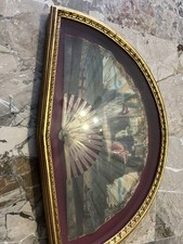 ANTICO VENTAGLIO IN VENTAGLIERA DORATA  EPOCA ARTE - Dipinto A Mano