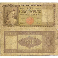 banconota / Italia/ Repubblica/ 1947 / 500 lire Italia ornata di spighe