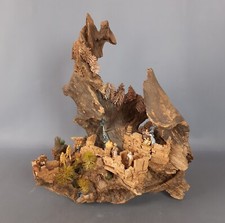 Presepe artistico artigianale legno sughero muschio arte sacra italiana vintage