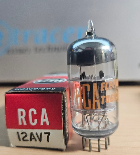 12av7 rca black plate vintage - rca,
